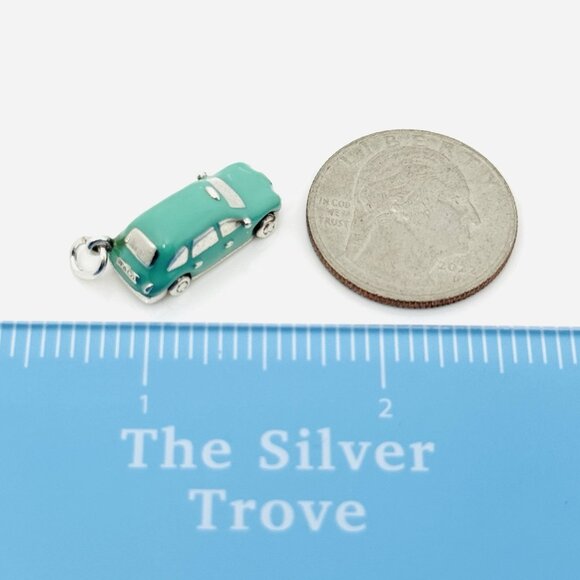 RARE Tiffany & Co London Taxi Cab Charm or Pendant Blue Enamel and Silver - Picture 6 of 6